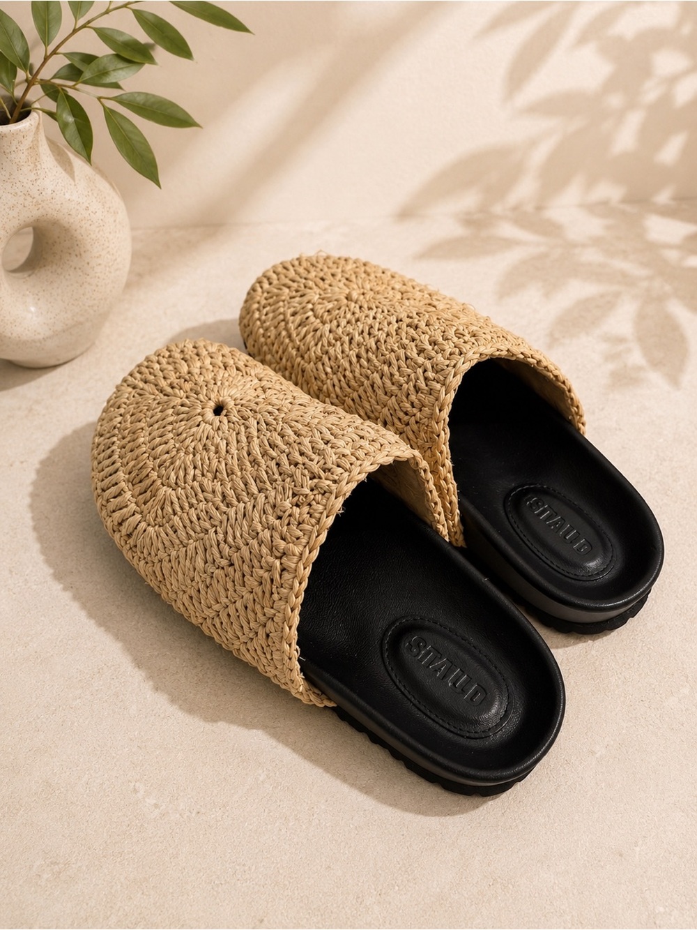 STAUD Dia Raffia Mule Size 35 NWOB Made in Portugal Woven Slides - Picture 8 of 11